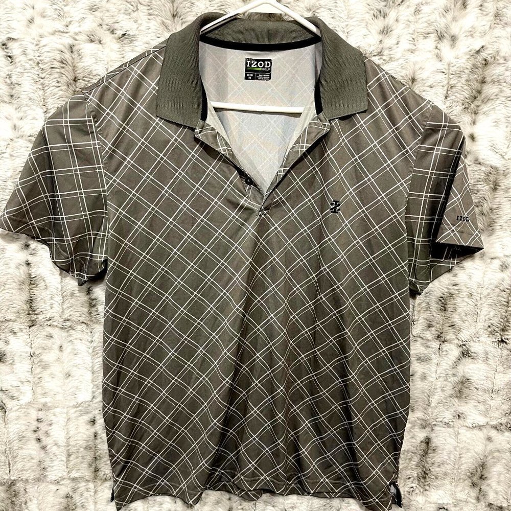 IZOD Golf Mens XL Polo Shirt Gray Short Sleeve Lightweight